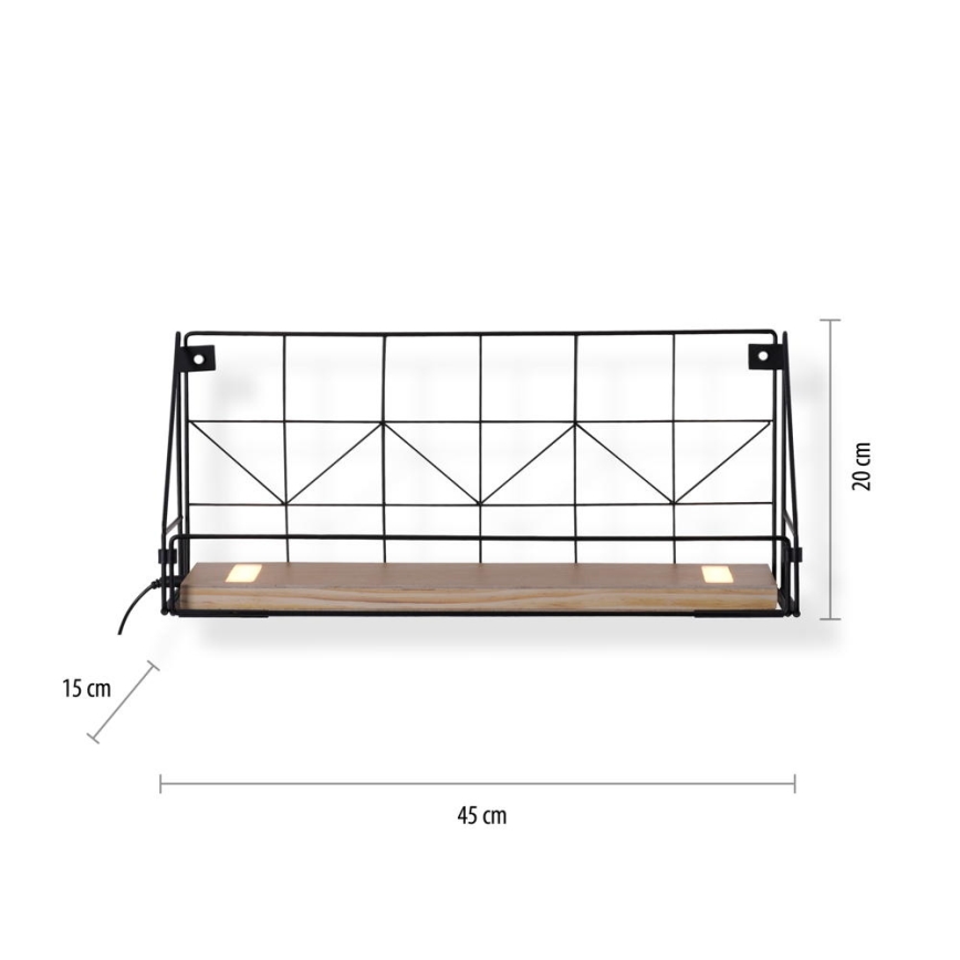 Leuchten Direkt 15277-18 - Shelf med LED-belysning BOARD 2xLED/1,75W/230V 45 cm eukalyptus
