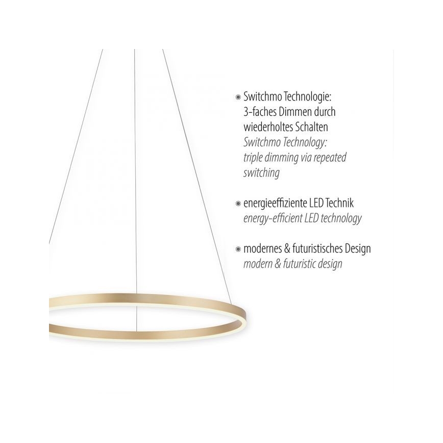 Leuchten Direkt 15394-60 - LED ljusreglerad ljuskrona på snöre RITUS LED/30W/230V mässing