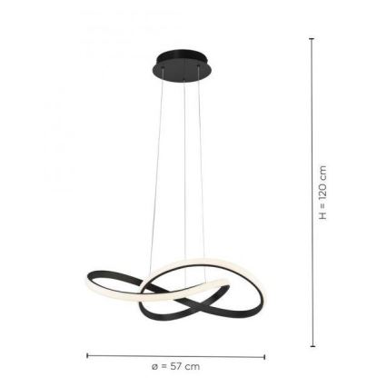 Leuchten Direkt 15402-18 - LED ljusreglerad Ljuskrona med upphängningsrem  MARIA LED/25W/230V svart 