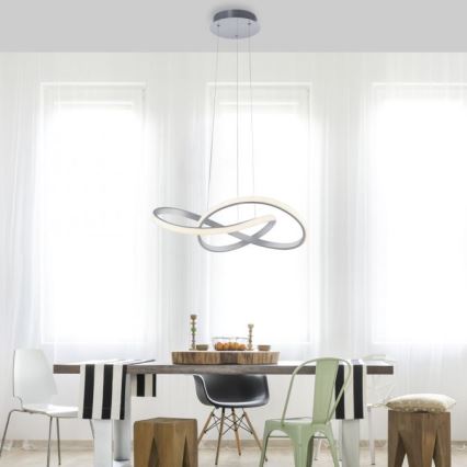 Leuchten Direkt 15402-95 - LED ljusreglerad Ljuskrona med upphängningsrem  MARIA LED/25W/230V matt krom