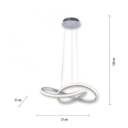 Leuchten Direkt 15402-95 - LED ljusreglerad Ljuskrona med upphängningsrem  MARIA LED/25W/230V matt krom