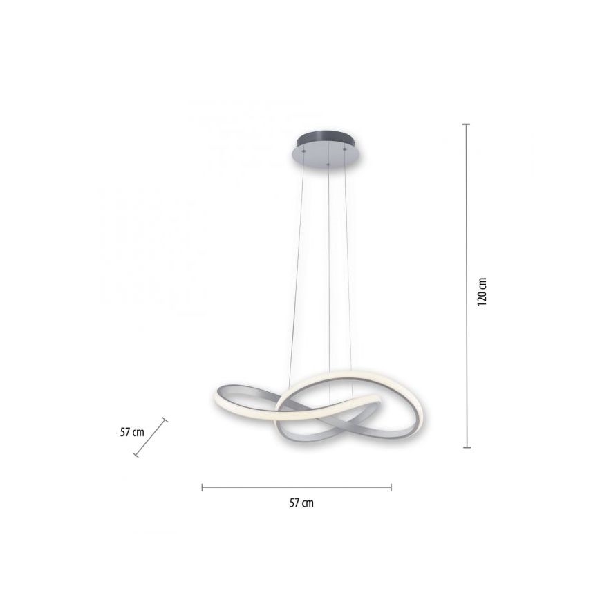 Leuchten Direkt 15402-95 - LED ljusreglerad Ljuskrona med upphängningsrem  MARIA LED/25W/230V matt krom