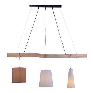 Leuchten Direkt 15460-23 - Ljuskrona med textilsladd DAMIAN 3xE27/60W/230V eukalyptus