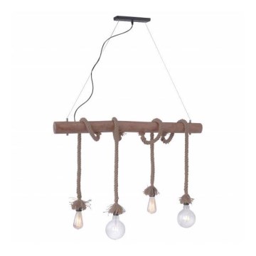 Leuchten Direkt 15483-18 - Ljuskrona med snöre ROPE 4xE27/60W/230V