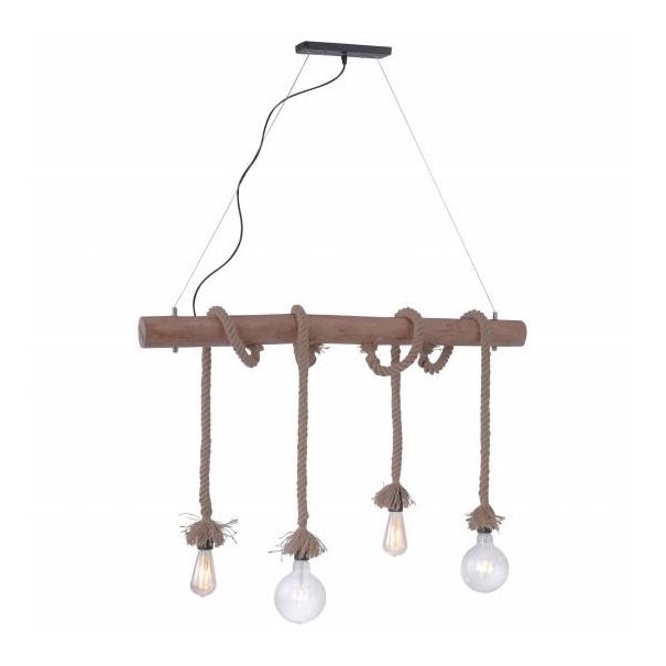 Leuchten Direkt 15483-18 - Ljuskrona med snöre ROPE 4xE27/60W/230V