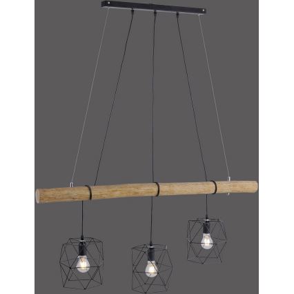 Leuchten Direkt 15503-18 - Ljuskrona med textilsladd EDGAR 3xE27/60W/230V eukalyptus