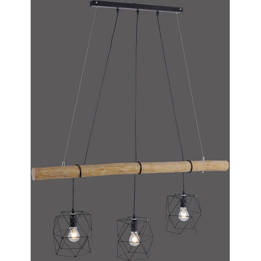 Leuchten Direkt 15503-18 - Ljuskrona med textilsladd EDGAR 3xE27/60W/230V eukalyptus