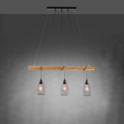 Leuchten Direkt 15526-79 - Ljuskrona med textilsladd SPRING 3xE27/40W/230V eukalyptus