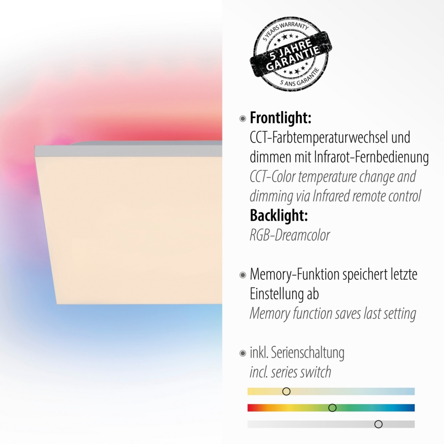 Leuchten Direkt 15561-16-LED RGB dimbar taklampa CONRAD 27W/230V+ fjärrkontroll