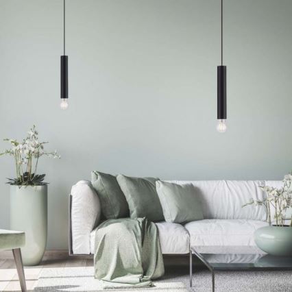 Leuchten Direkt 15617-18 - Ljuskrona med upphängningsrem BRUNA 1xE27/60W/230V svart