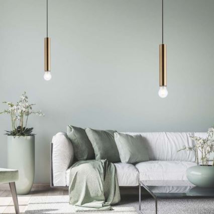 Leuchten Direkt 15617-60 - Ljuskrona med upphängningsrem BRUNA 1xE27/60W/230V mässing