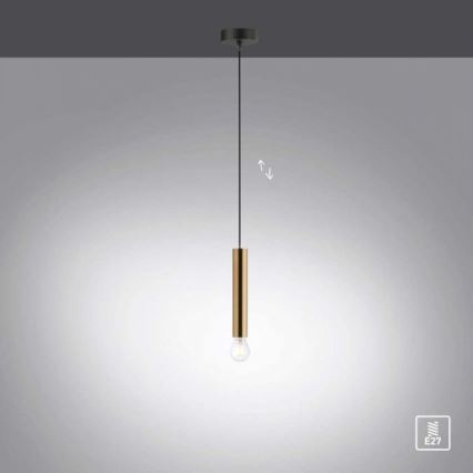 Leuchten Direkt 15617-60 - Ljuskrona med upphängningsrem BRUNA 1xE27/60W/230V mässing