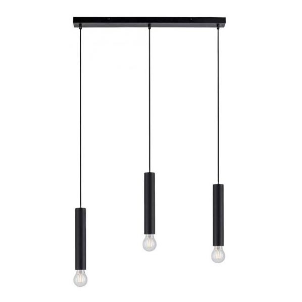 Leuchten Direkt 15618-18 - Ljuskrona med upphängningsrem BRUNA 3xE27/60W/230V svart
