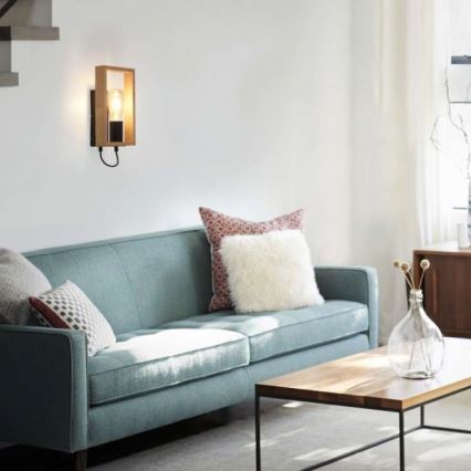Leuchten Direkt 15654-18 - Vägglampa FRANKY 1xE27/60W/230V acacia	