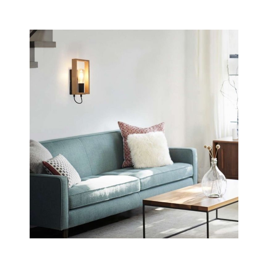 Leuchten Direkt 15654-18 - Vägglampa FRANKY 1xE27/60W/230V acacia	
