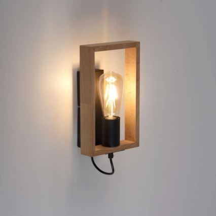 Leuchten Direkt 15654-18 - Vägglampa FRANKY 1xE27/60W/230V acacia	