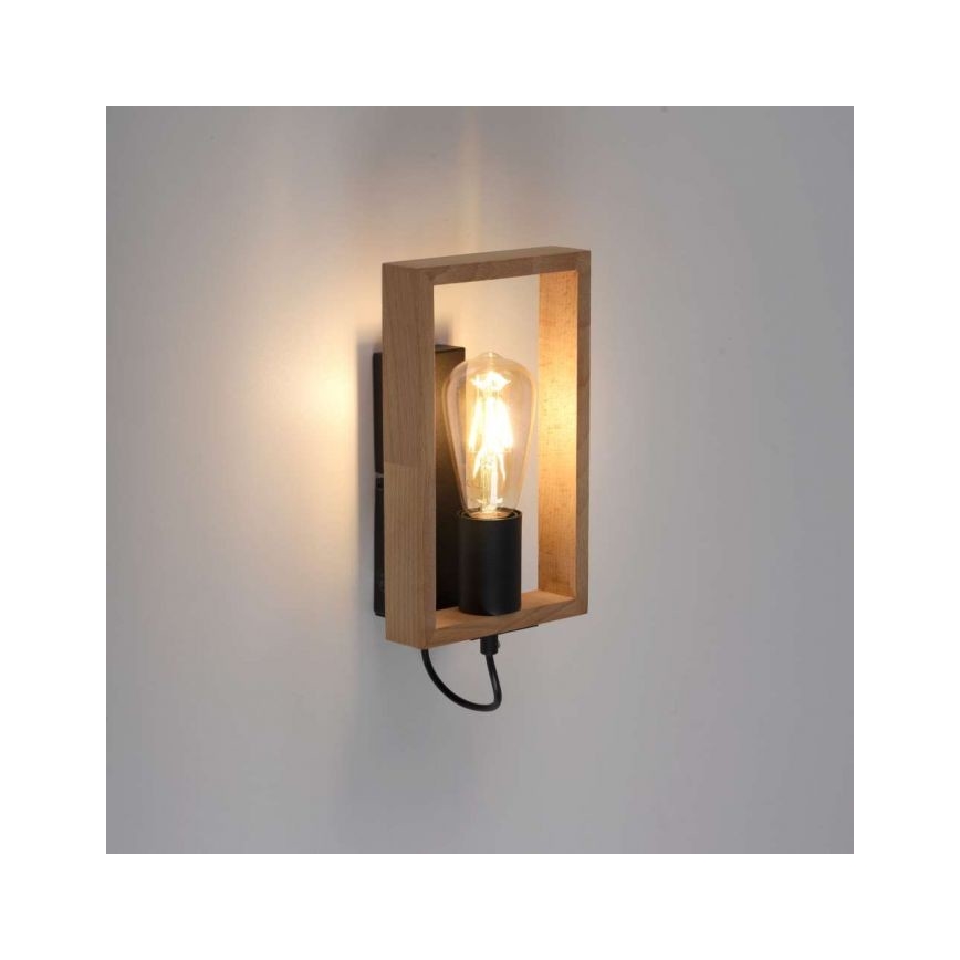Leuchten Direkt 15654-18 - Vägglampa FRANKY 1xE27/60W/230V acacia	