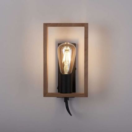 Leuchten Direkt 15654-18 - Vägglampa FRANKY 1xE27/60W/230V acacia	