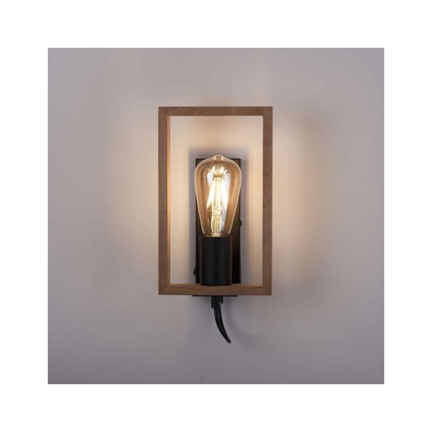 Leuchten Direkt 15654-18 - Vägglampa FRANKY 1xE27/60W/230V acacia	
