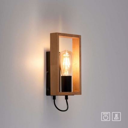 Leuchten Direkt 15654-18 - Vägglampa FRANKY 1xE27/60W/230V acacia	