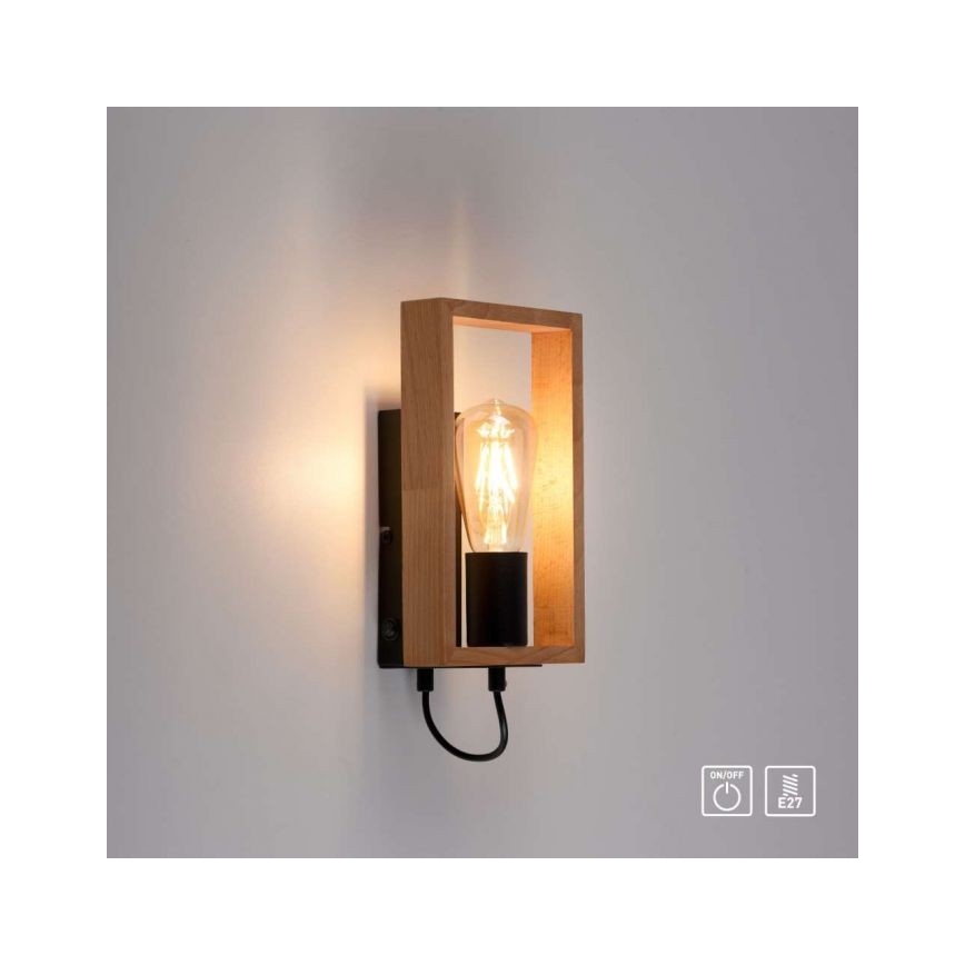 Leuchten Direkt 15654-18 - Vägglampa FRANKY 1xE27/60W/230V acacia	