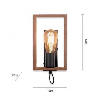 Leuchten Direkt 15654-18 - Vägglampa FRANKY 1xE27/60W/230V acacia	