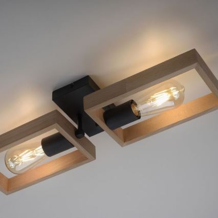 Leuchten Direkt 15657-18 - Fäst ljuskrona FRANKY 2xE27/60W/230V acacia	
