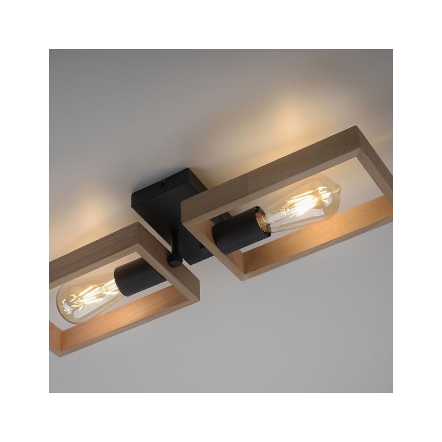 Leuchten Direkt 15657-18 - Fäst ljuskrona FRANKY 2xE27/60W/230V acacia	