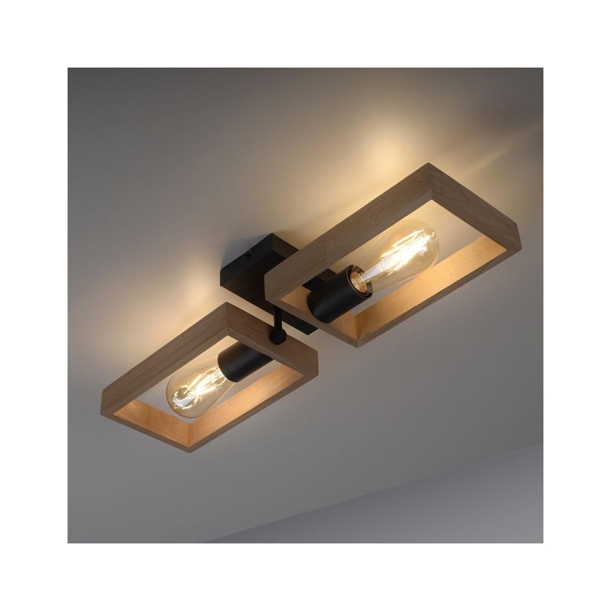 Leuchten Direkt 15657-18 - Fäst ljuskrona FRANKY 2xE27/60W/230V acacia	