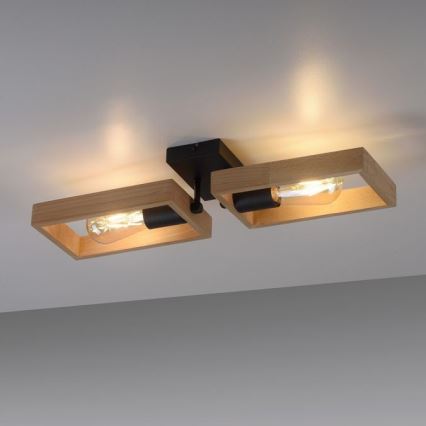 Leuchten Direkt 15657-18 - Fäst ljuskrona FRANKY 2xE27/60W/230V acacia	