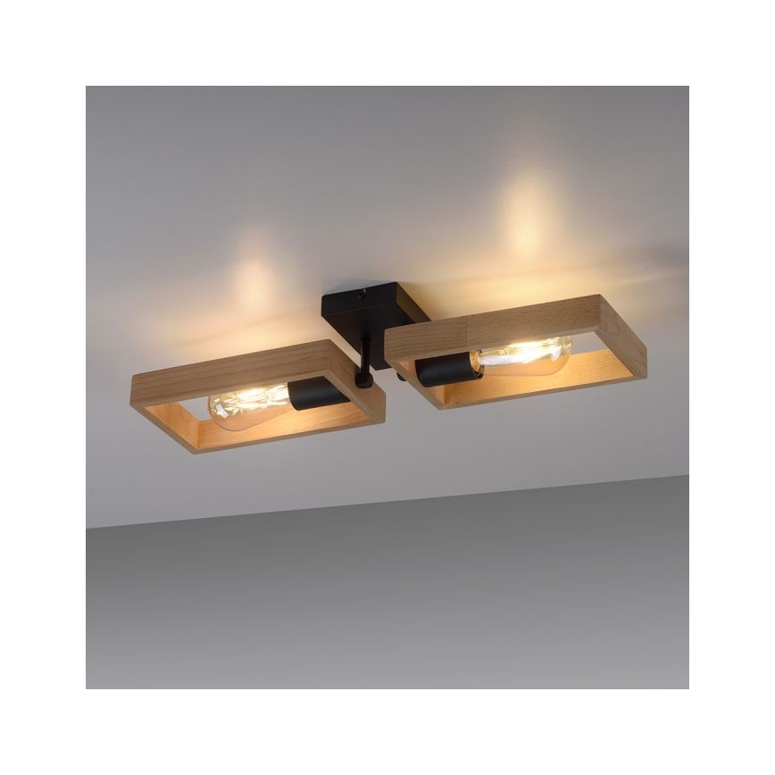 Leuchten Direkt 15657-18 - Fäst ljuskrona FRANKY 2xE27/60W/230V acacia	