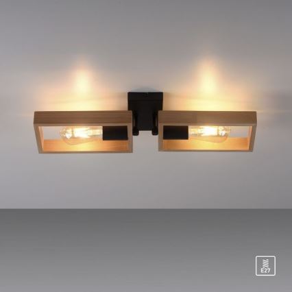 Leuchten Direkt 15657-18 - Fäst ljuskrona FRANKY 2xE27/60W/230V acacia	
