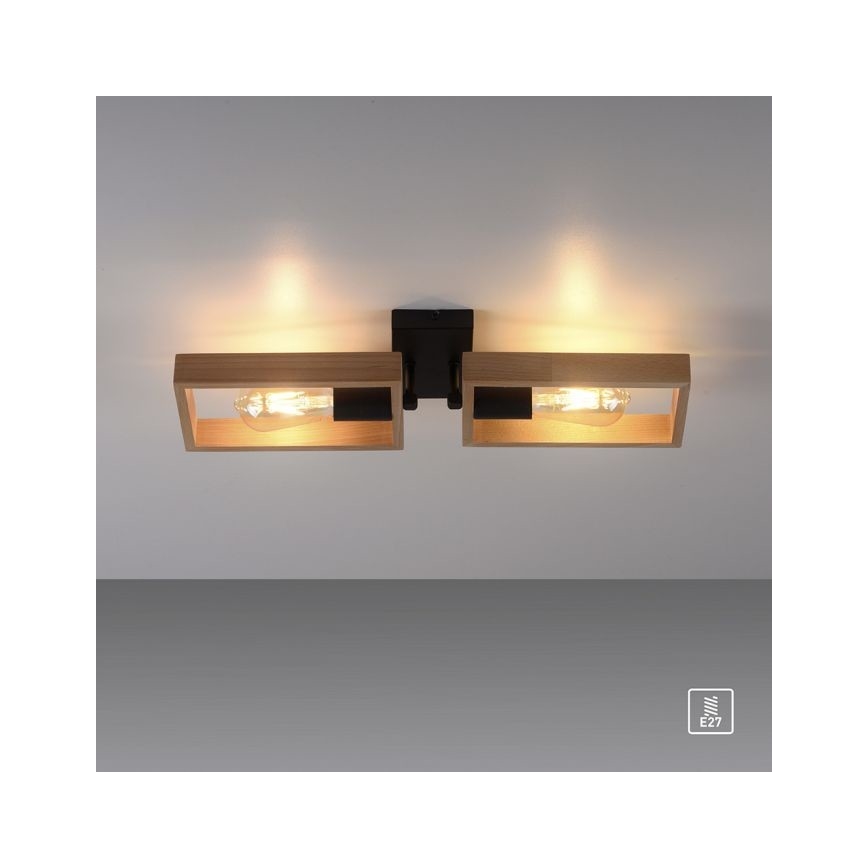 Leuchten Direkt 15657-18 - Fäst ljuskrona FRANKY 2xE27/60W/230V acacia	