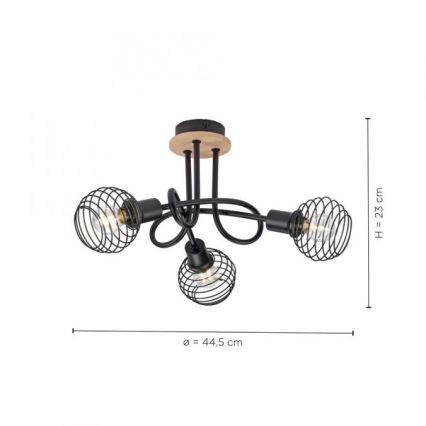 Leuchten Direkt 15923-79 - Fäst ljuskrona EUGEN 3xE14/40W/230V ek
