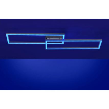 Leuchten Direkt 16430-55 - LED RGBW dimbar takarmatur MAXI 2xLED/18W/230V 2700-5000K mattkrom + fjärrkontroll