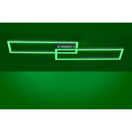 Leuchten Direkt 16430-55 - LED RGBW dimbar takarmatur MAXI 2xLED/18W/230V 2700-5000K mattkrom + fjärrkontroll