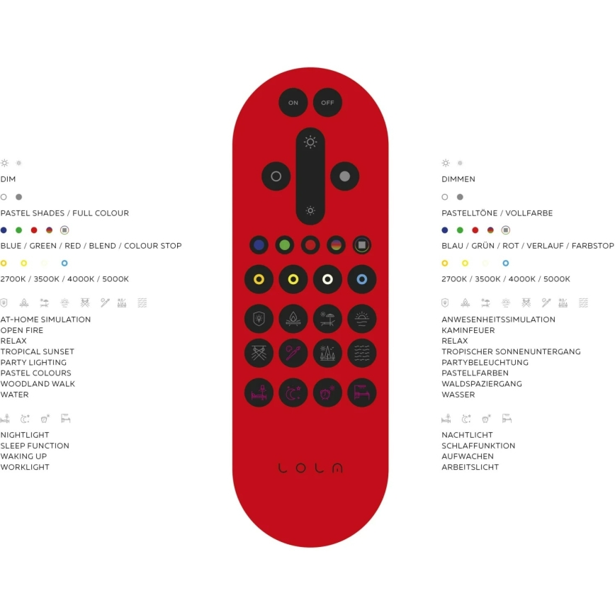 Leuchten Direkt 16430-55 - LED RGBW dimbar takarmatur MAXI 2xLED/18W/230V 2700-5000K mattkrom + fjärrkontroll