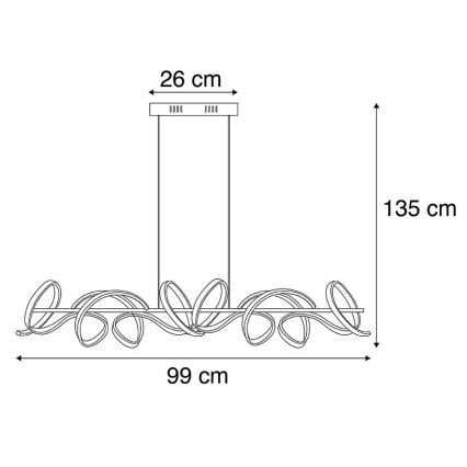 Leuchten Direkt 19033-21 - LED ljusreglerad Ljuskrona med upphängningsrem  CURLS LED/40,8W/230V