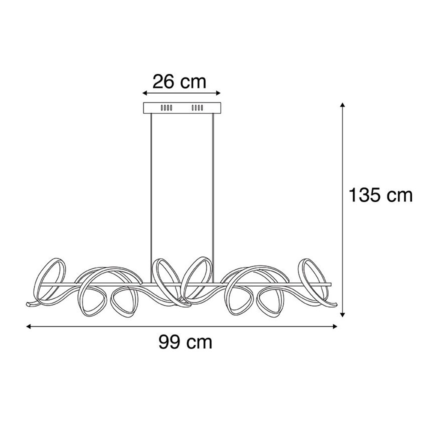Leuchten Direkt 19033-21 - LED ljusreglerad Ljuskrona med upphängningsrem  CURLS LED/40,8W/230V