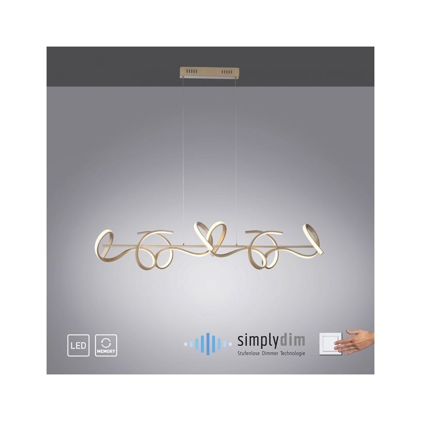 Leuchten Direkt 19033-60 - LED ljusreglerad ljuskrona på snöre CURLS LED/40,8W/230V