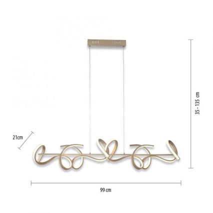 Leuchten Direkt 19033-60 - LED ljusreglerad ljuskrona på snöre CURLS LED/40,8W/230V