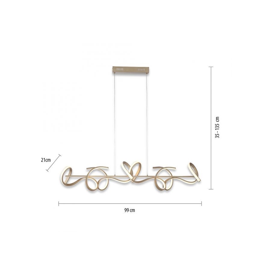 Leuchten Direkt 19033-60 - LED ljusreglerad ljuskrona på snöre CURLS LED/40,8W/230V