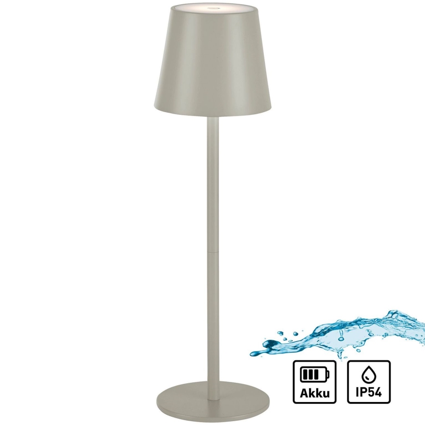 Leuchten Direkt 19250-40 - LED Utomhusdimbar uppladdningsbar bordslampa EURIA LED/3W/5V 2600 mAh IP54 grå