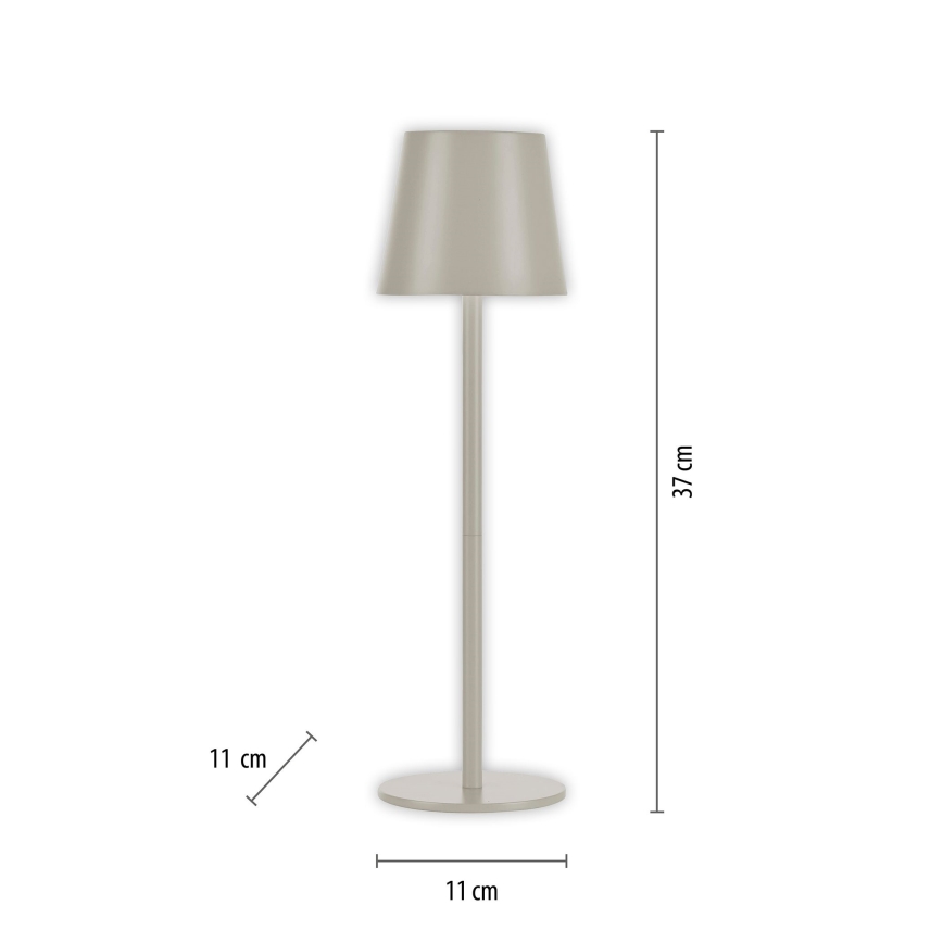 Leuchten Direkt 19250-40 - LED Utomhusdimbar uppladdningsbar bordslampa EURIA LED/3W/5V 2600 mAh IP54 grå