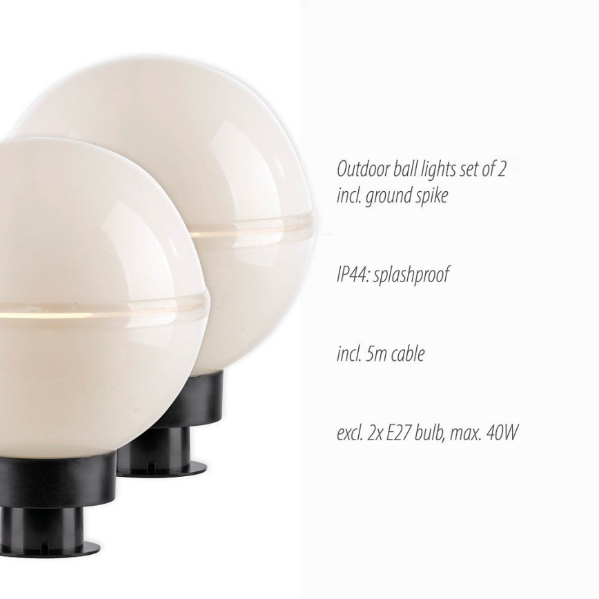 Leuchten Direkt 19322-16-2 - KIT 2x Utomhuslampa 1xE27/40W/230V diameter 20 cm IP44