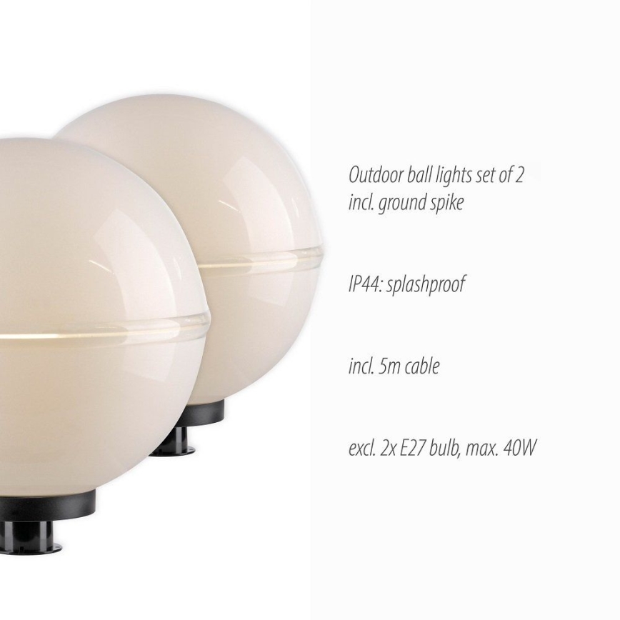 Leuchten Direkt 19324-16-2 - KIT 2x Utomhuslampa 1xE27/40W/230V diameter 40 cm IP44