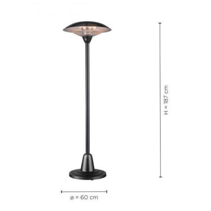 Leuchten Direkt 99501-18 - Utomhus värmeelement GLOW 1500-3000W/230V 1,87 m IP34 svart