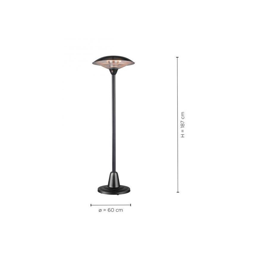 Leuchten Direkt 99501-18 - Utomhus värmeelement GLOW 1500-3000W/230V 1,87 m IP34 svart