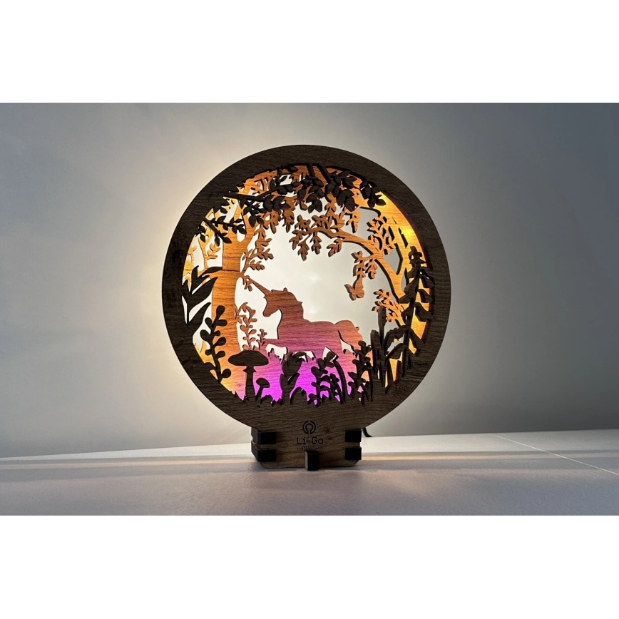 Li-Go 23568/DUB2 - Dimmbar LED-bordsdekoration LED/12W/230V 20x22 cm ek/enhörning