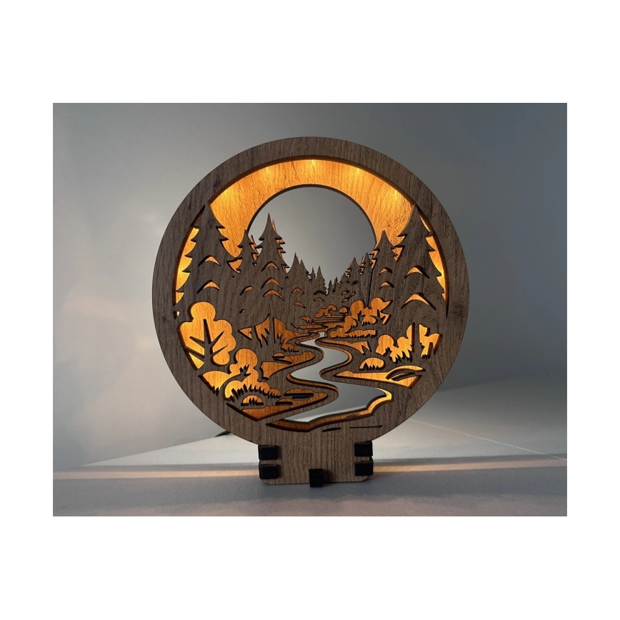 Li-Go 23580/DUB2 - Dimmbar LED-bordsdekoration LED/12W/230V 20x22 cm ek/I skogen